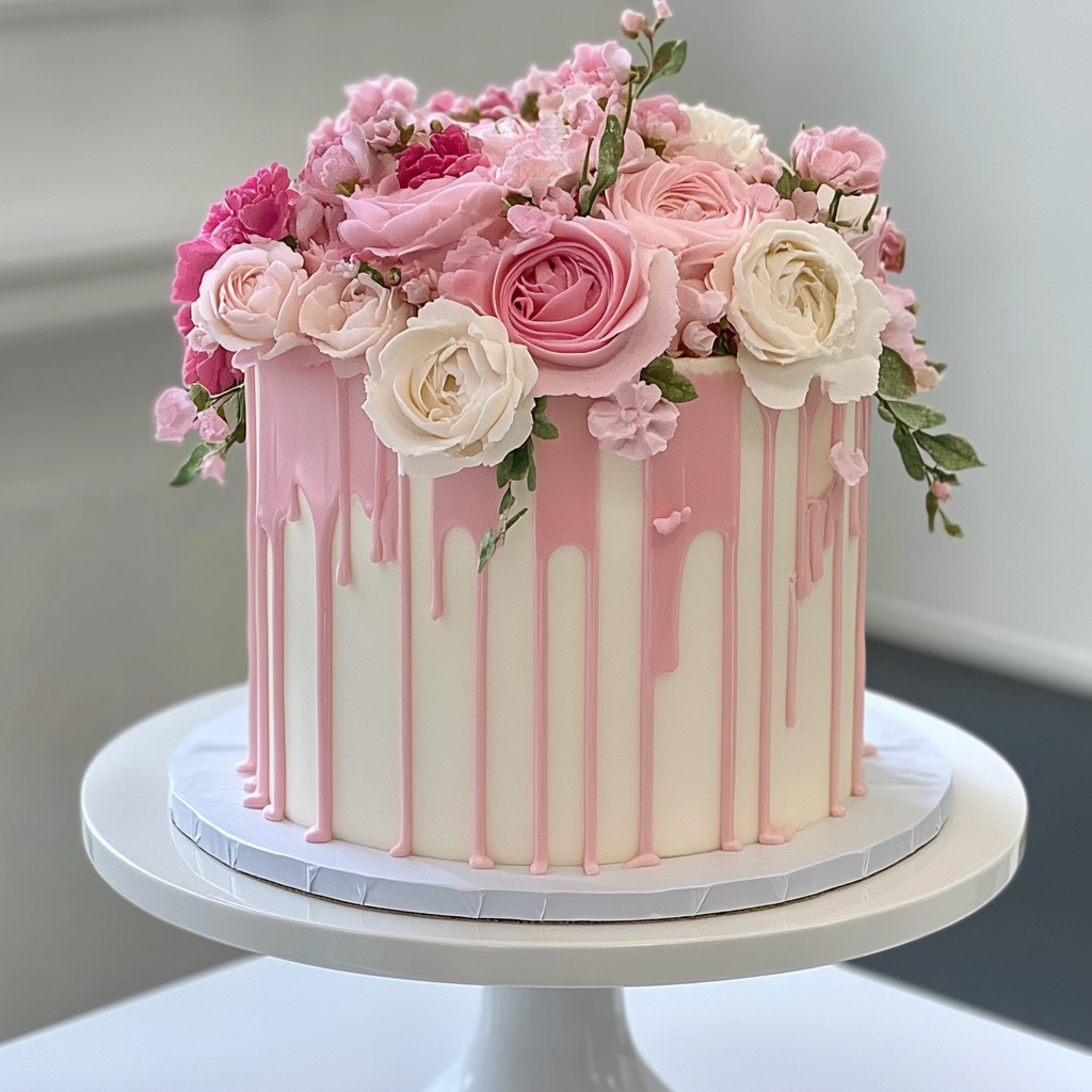 Pink Drip Cake